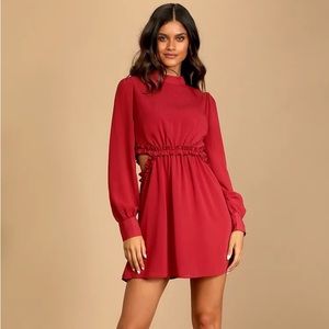 Autumn Bliss Rusty Rose Long Sleeve Cutout Mini Dress
Lulus size small